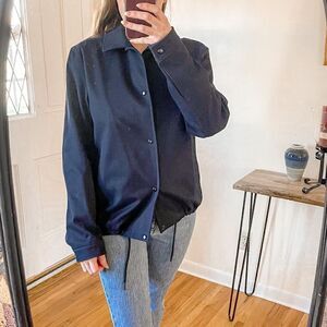 Vince Modern Coaches Button Down Jacket Navy